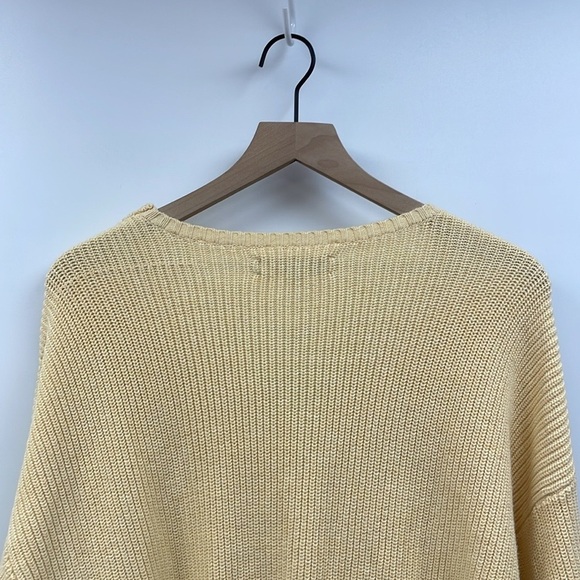 Ann Taylor LOFT Ribbed Knit V-Neck Slouchy Pullover Sweater Yellow Large - Picture 6 of 8